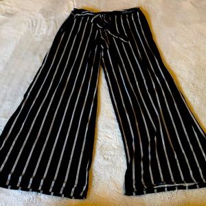 Black and white striped pants